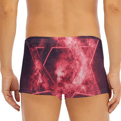 Fiery Star of David Print Men's Short Boxer Briefs