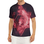 Fiery Star of David Print Men's Short Sleeve Rash Guard