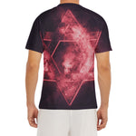 Fiery Star of David Print Men's Short Sleeve Rash Guard