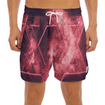 Fiery Star of David Print Men's Split Running Shorts