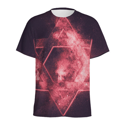 Fiery Star of David Print Men's Sports T-Shirt