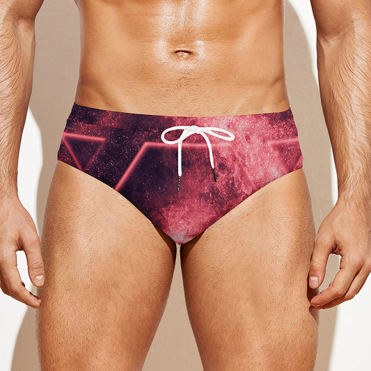 Fiery Star of David Print Men's Swim Briefs