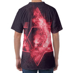 Fiery Star of David Print Men's Velvet T-Shirt