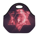 Fiery Star of David Print Neoprene Lunch Bag