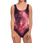 Fiery Star of David Print One Piece Swimsuit
