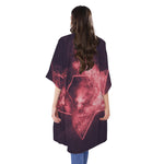 Fiery Star of David Print Open Front Beach Cover Up
