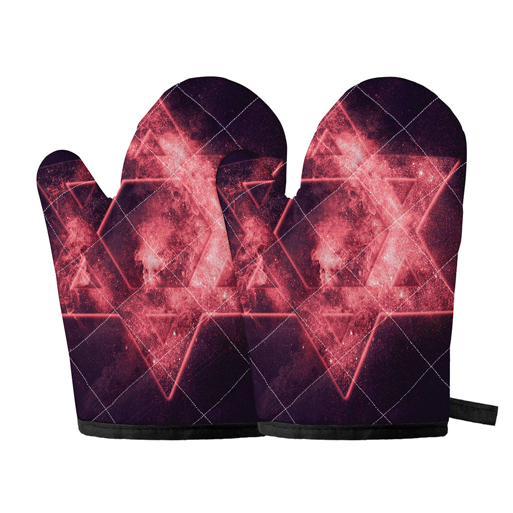 Fiery Star of David Print Oven Mitts