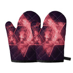 Fiery Star of David Print Oven Mitts