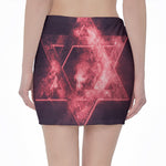 Fiery Star of David Print Pencil Mini Skirt