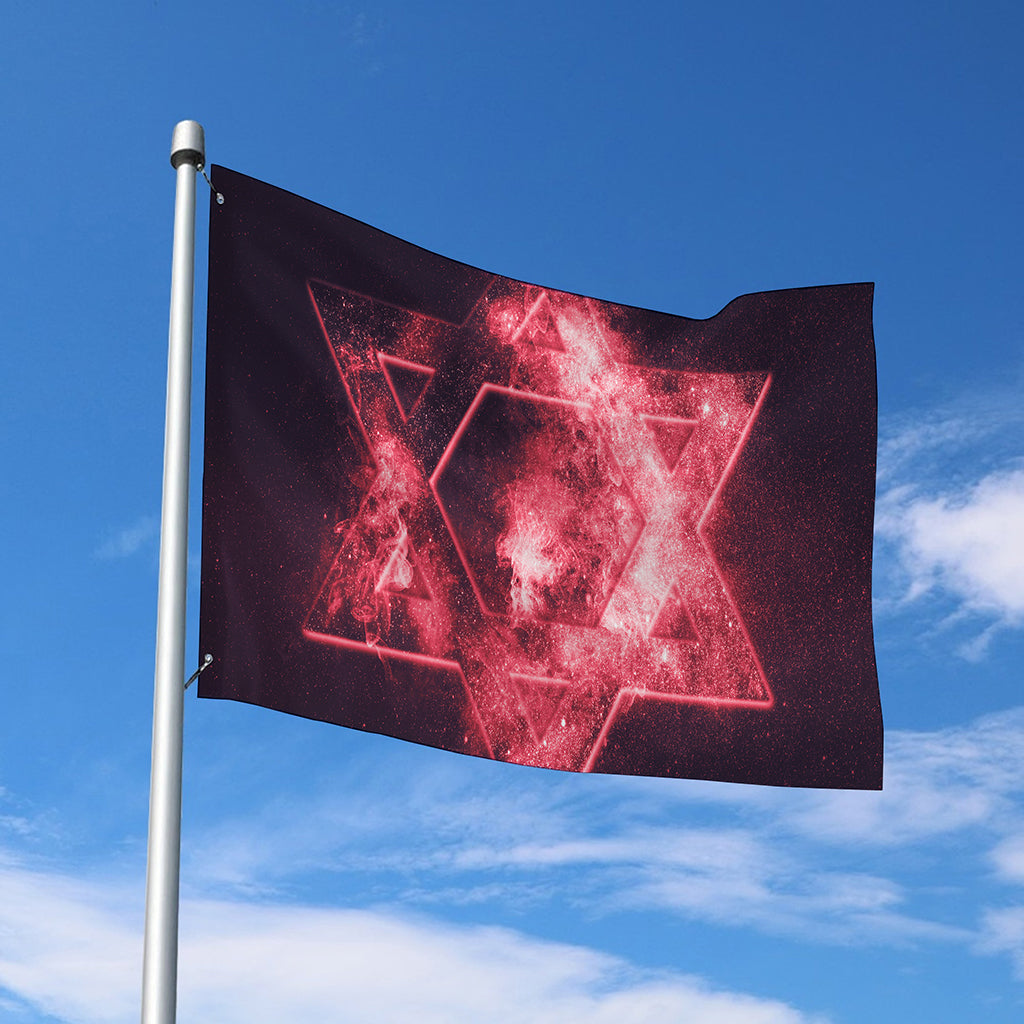 Fiery Star of David Print Polyester Flag