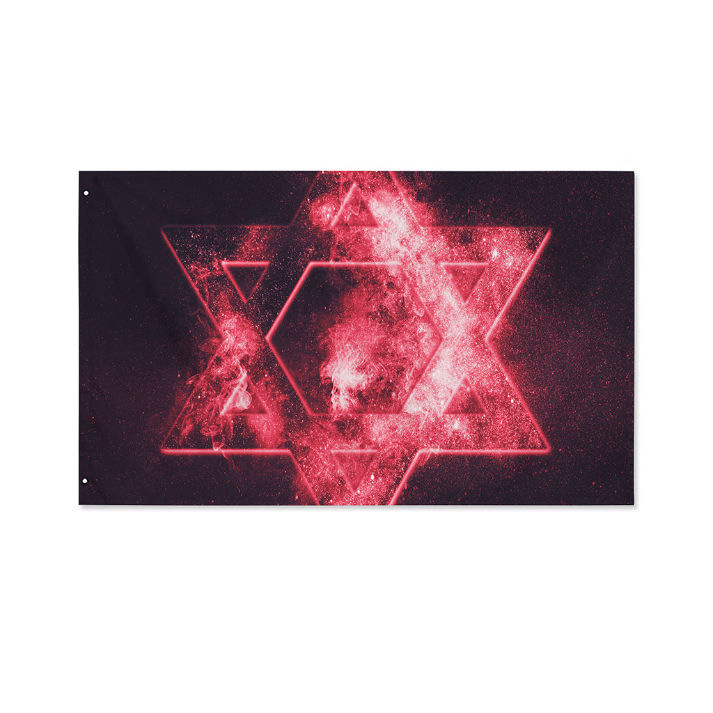 Fiery Star of David Print Polyester Flag
