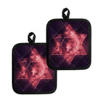 Fiery Star of David Print Pot Holders