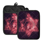 Fiery Star of David Print Pot Holders With Pocket