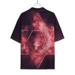 Fiery Star of David Print Rayon Hawaiian Shirt