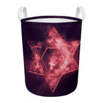 Fiery Star of David Print Round Laundry Basket