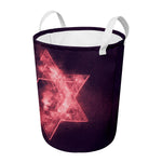 Fiery Star of David Print Round Laundry Basket