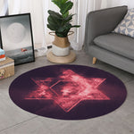 Fiery Star of David Print Round Rug