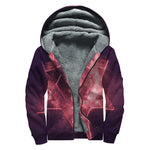 Fiery Star of David Print Sherpa Lined Zip Up Hoodie