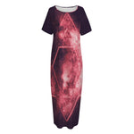 Fiery Star of David Print Short Sleeve Long Nightdress