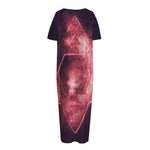 Fiery Star of David Print Short Sleeve Long Nightdress