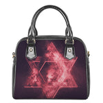 Fiery Star of David Print Shoulder Handbag