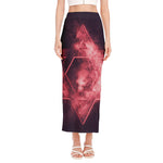 Fiery Star of David Print Side Slit Maxi Skirt