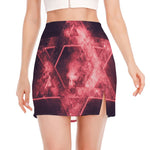 Fiery Star of David Print Side Slit Mini Skirt