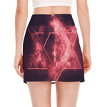 Fiery Star of David Print Side Slit Mini Skirt