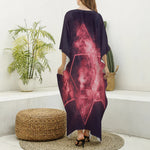 Fiery Star of David Print Silk V-Neck Kaftan Dress