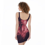Fiery Star of David Print Sleeveless Bodycon Dress