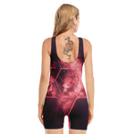 Fiery Star of David Print Sleeveless One Piece Swimsuit
