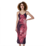 Fiery Star of David Print Slim Fit Midi Cami Dress