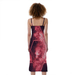 Fiery Star of David Print Slim Fit Midi Cami Dress