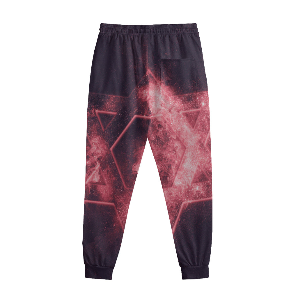 Fiery Star of David Print Sweatpants