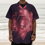 Fiery Star of David Print Textured Short Sleeve Shirt