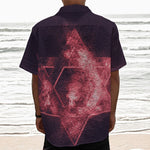 Fiery Star of David Print Textured Short Sleeve Shirt