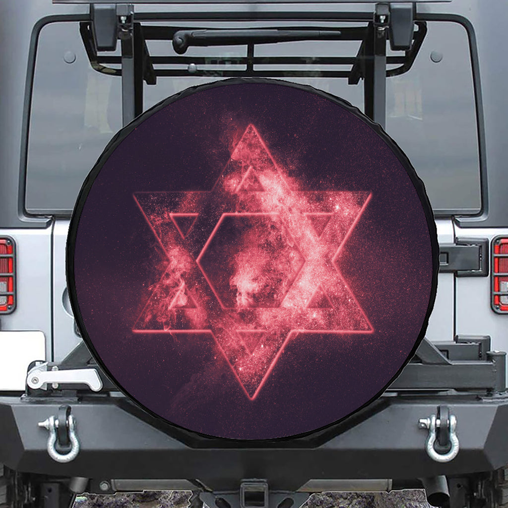 Fiery Star of David Print Tire Cover
