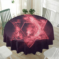 Fiery Star of David Print Waterproof Round Tablecloth