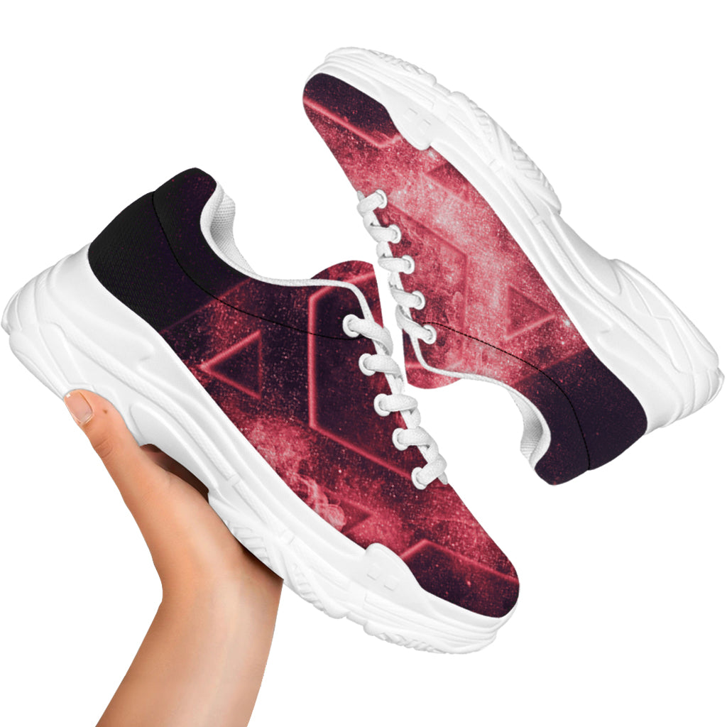 Fiery Star of David Print White Chunky Shoes
