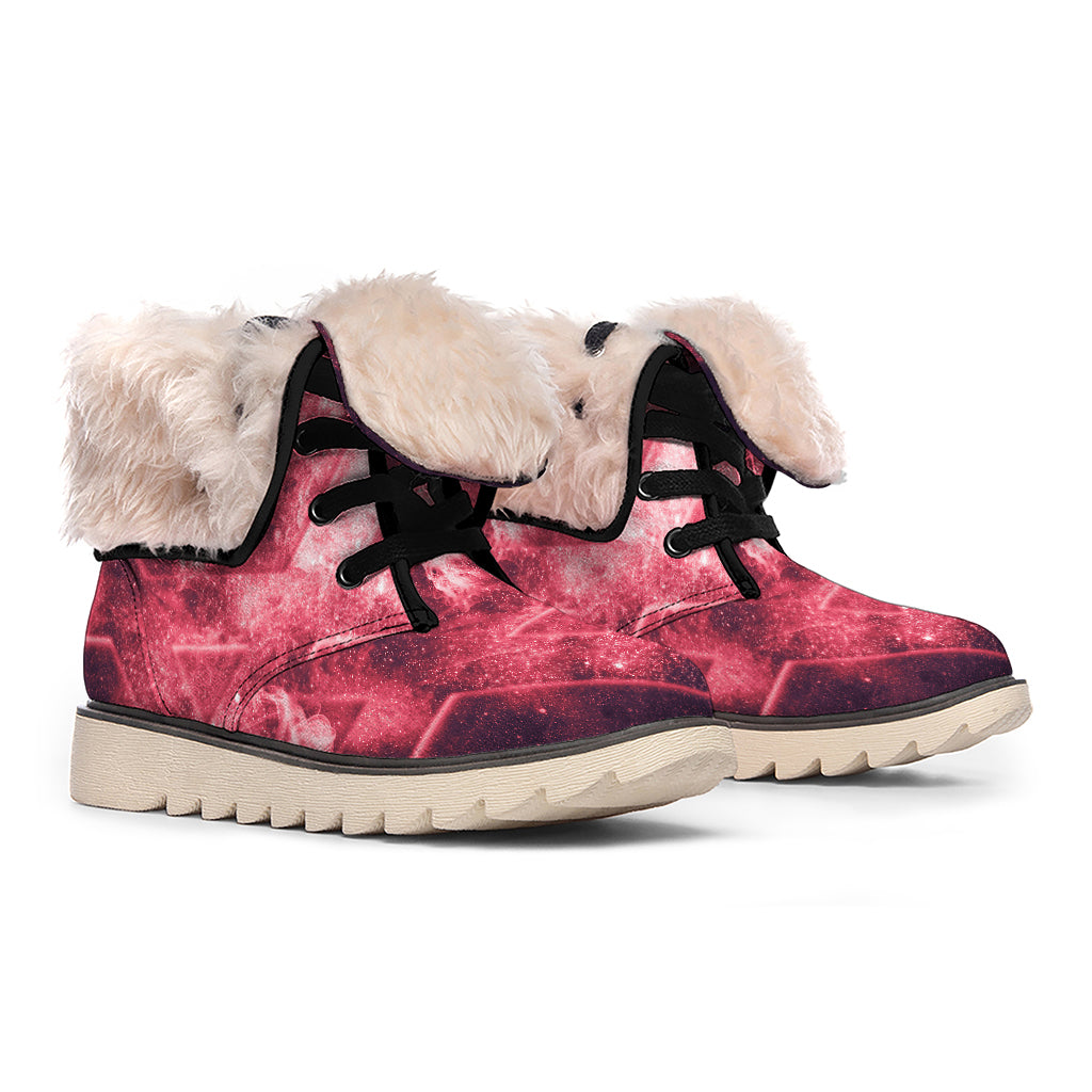 Fiery Star of David Print Winter Boots