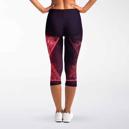 Fiery Star of David Print Women's Capri Leggings