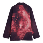 Fiery Star of David Print Women's Cotton Blazer