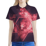 Fiery Star of David Print Women's Polo Shirt