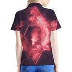 Fiery Star of David Print Women's Polo Shirt