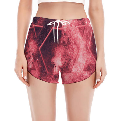 Fiery Star of David Print Women's Split Running Shorts