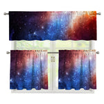 Fiery Universe Nebula Galaxy Space Print 3 Piece Kitchen Curtains