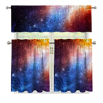 Fiery Universe Nebula Galaxy Space Print 3 Piece Kitchen Curtains