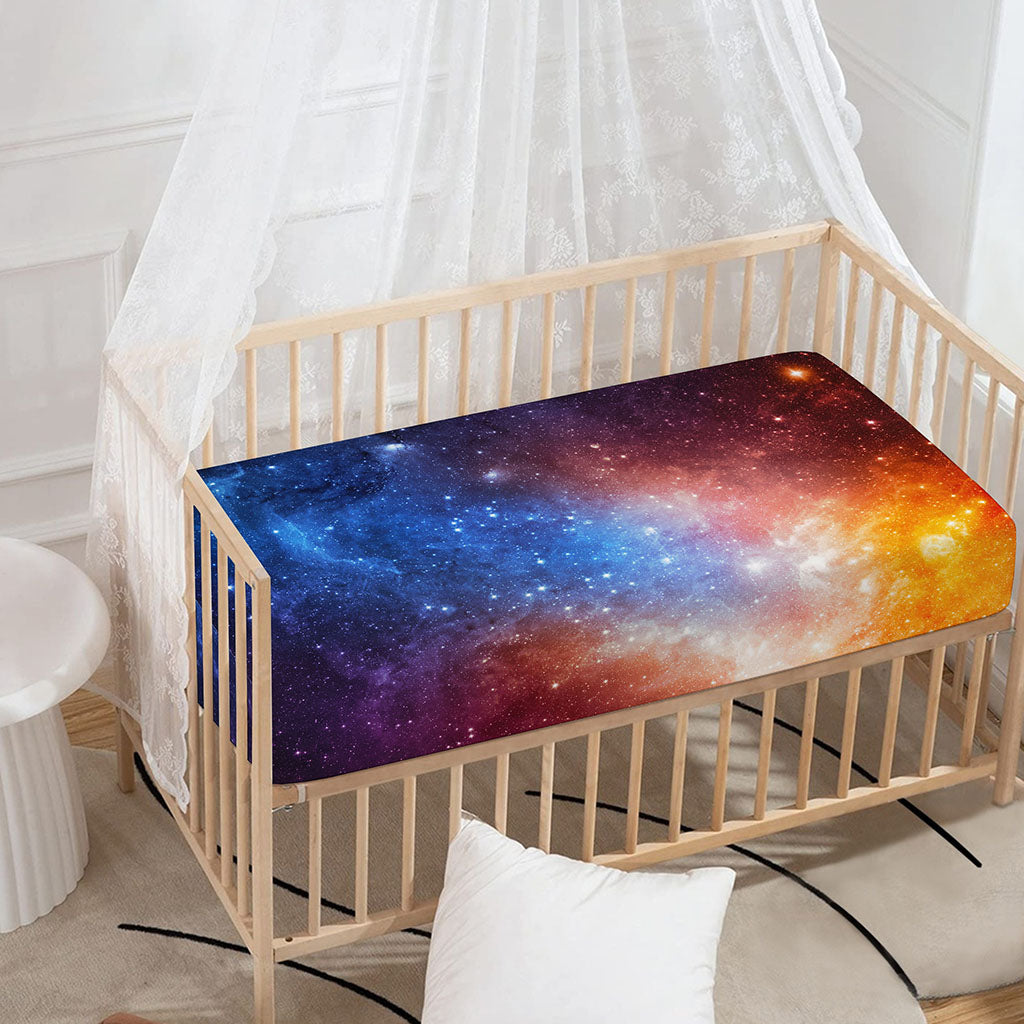 Fiery Universe Nebula Galaxy Space Print Baby Crib Sheet