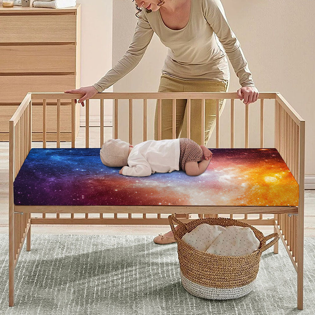 Fiery Universe Nebula Galaxy Space Print Baby Crib Sheet