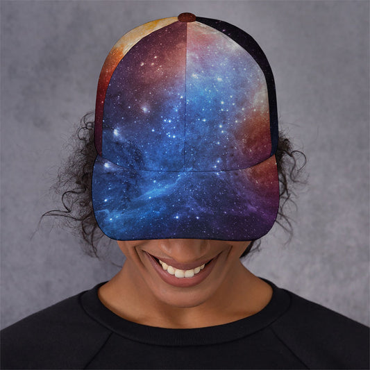 Fiery Universe Nebula Galaxy Space Print Baseball Cap